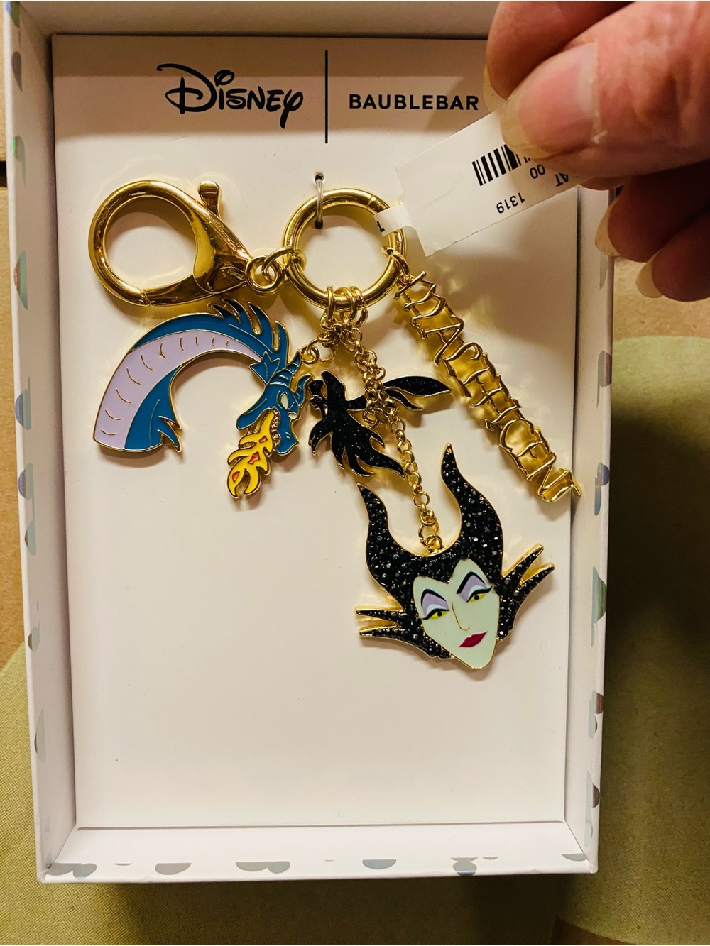 Disney BaubleBar Maleficent Enamel Keychain - Gold & Black. NWT  Halloween